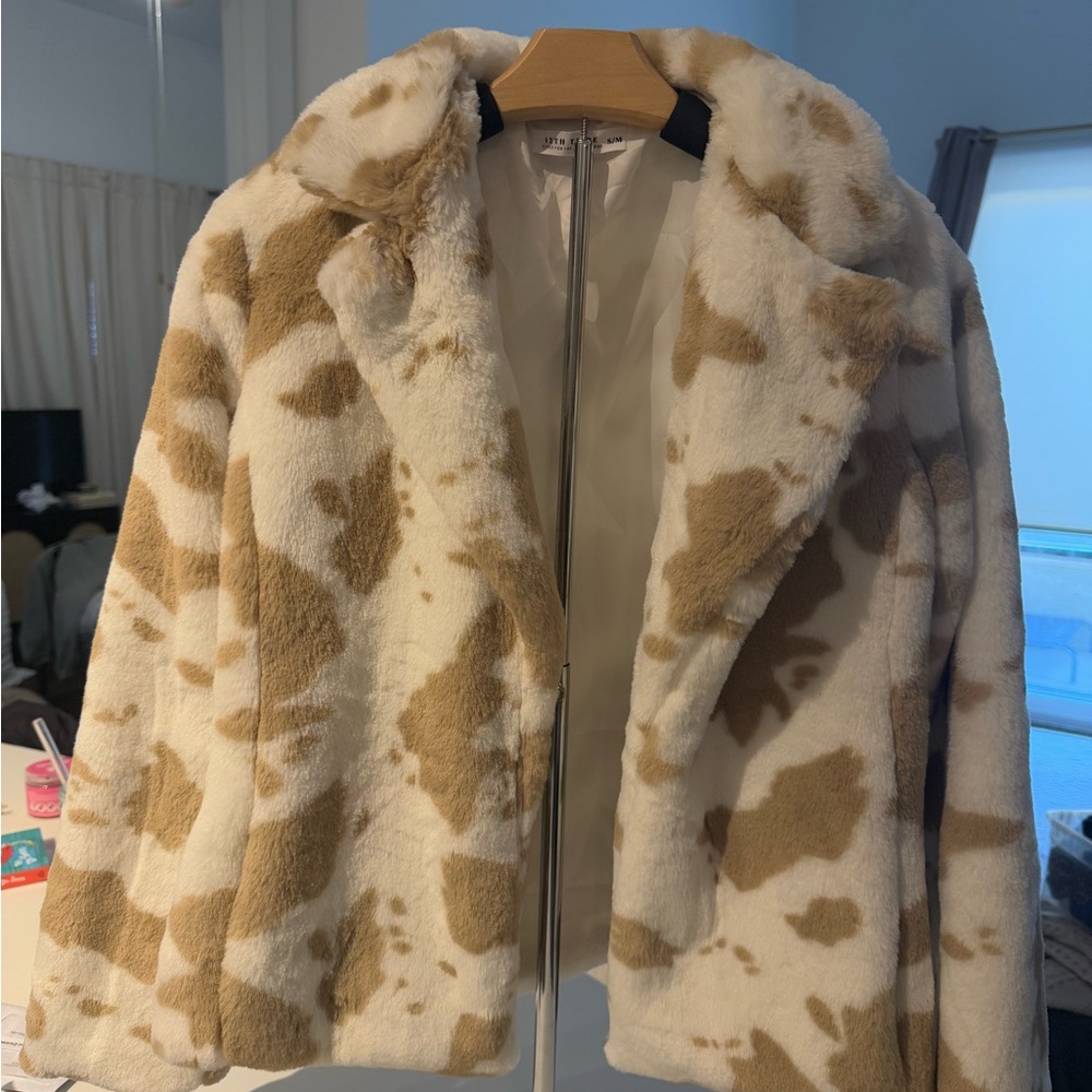 12th Tribe Cream and Brown Teddy Jacket